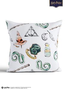 Obliečka na vankúš mikroplyš Harry Potter 40 × 40 cm - Slizolin biele L02