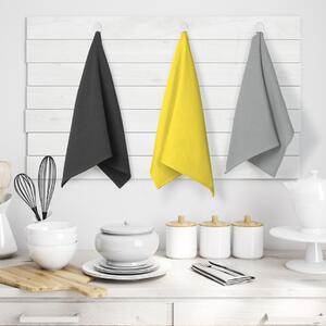 AmeliaHome Súprava kuchynských uterákov Letty Waffle - 3 ks sivá/žltá