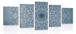 5-dielny obraz tmavo modrý kvet Mandaly - 100x50