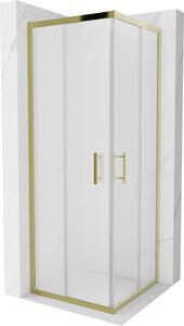 Mexen Rio, štvorcový sprchovací kút s posuvnými dverami 70 (dvere) x 70 (dvere) x 190 cm, 5mm sklo námraza, zlatý profil, 860-070-070-50-30