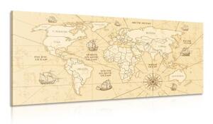 Obraz mapa sveta s loďkami - 100x50