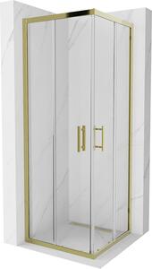 Mexen Rio, štvorcový sprchovací kút s posuvnými dverami 70 (dvere) x 70 (dvere) x 190 cm, 5mm číre sklo, zlatý profil, 860-070-070-50-00