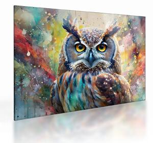 Sklenený obraz - Maľba sovy (70x50 cm)
