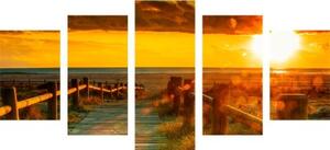 5-dielny obraz nádherný západ slnka - 100x50