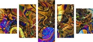 5-dielny obraz plný abstraktného umenia - 100x50