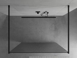 Mexen Kioto, sprchová zástena Walk-In 100 x 200 cm, 8mm sklo s rebrovým vzorom, čierny profil, 800-100-002-70-09