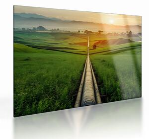 Sklenený obraz - Východ slnka nad údolím (70x50 cm)