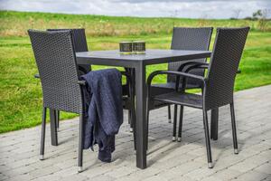 Záhradný jedálenský set Viking M + 4x ratanová stolička Paris