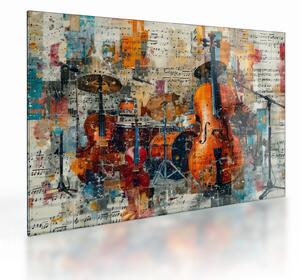 Sklenený obraz - Hudobné nástroje (70x50 cm)