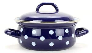 BELIS smaltovaný modrý randlík s bodkami 16 cm 1,4L