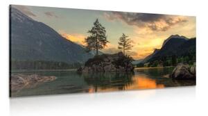 Obraz horská krajina pri jazere - 100x50