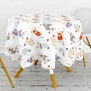 Obrus ​​PVC okrúhly FL-1739 – Spinkajúce ovečky (rôzne veľkosti)