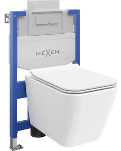 Mexen podomietkový WC set rám Fenix XS-U s WC mísou Cube a pomaly sklopnou doskou, biely lesk - 68530924000