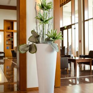 Kvetináč RONDO CLASSICO, sklolaminát, výška 80 cm, biely lesk