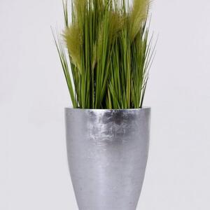 Kvetináč OPALA, sklolaminát, výška 44 cm, strieborný lesk