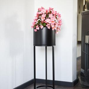 Kvetináč na vysokých nohách ELEVATE ROUND, oceľ, výška 69 cm, čierny mat