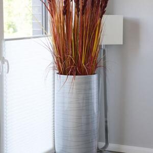 Luxusný kvetináč ASCONIA, sklolaminát, výška 95 cm, strieborný lesk