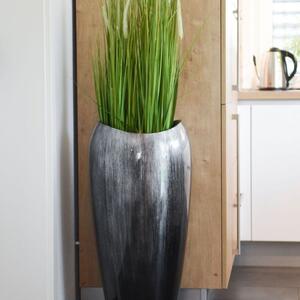 Exkluzívny kvetináč DELUXE, sklolaminát, výška 81 cm, čierno/strieborný lesk