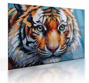 Sklenený obraz - Pohľad tigra, maľba (70x50 cm)