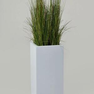 Samozavlažovací kvetináč BLOCK 60, sklolaminát, výška 60 cm, biely mat