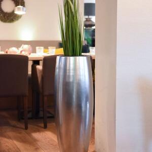 Exkluzívny kvetináč MAGNUM, sklolaminát, výška 80 cm, strieborná metalíza