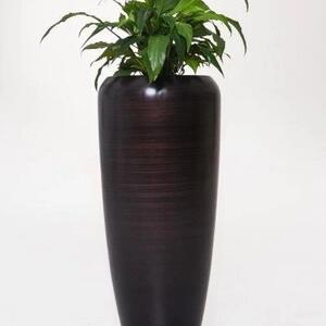 Luxusný kvetináč CAVITA, sklolaminát, výška 75 cm, čierno-hnedý hodvábny mat