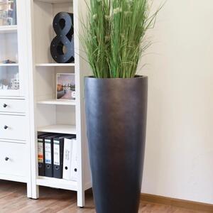 Designový kvetináč METRO, sklolaminát, výška 100 cm, strieborno-antracit mat