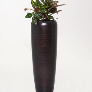 Luxusný kvetináč CAVITA, sklolaminát, výška 97 cm, čierno-hnedý hodvábny mat