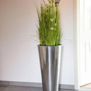 Luxusný kvetináč RONDO CLASSICO, sklolaminát, výška 80 cm, strieborná metalíza