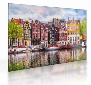Sklenený obraz - Amsterdam, tanečné domy (70x50 cm)