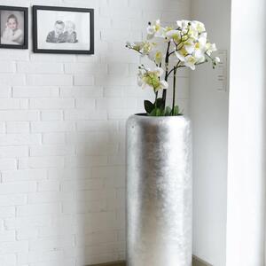 Kvetináč MERA, sklolaminát, výška 90 cm, strieborné plátky