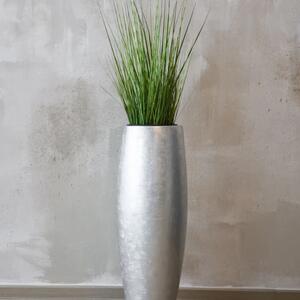 Kvetináč MAGNUM s umelou trávou ZEBRA, sklolaminát, celková výška 135 cm, strieborná