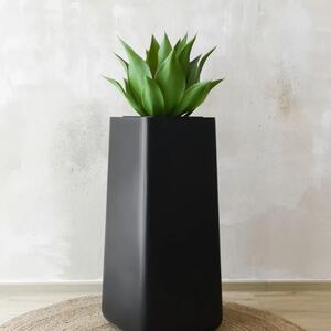 Kvetináč IKONO BLOCK, sklolaminát, výška 90 cm, čierny