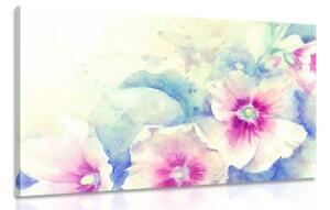 Obraz akvarelová ilustrácia ružových kvetov - 60x40