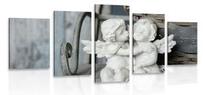 5-dielny obraz sošky anjelikov na lavičke - 100x50
