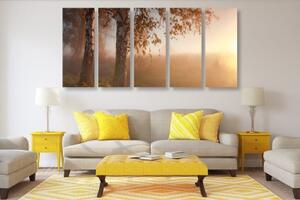 5-dielny obraz hmlistý jesenný les - 100x50