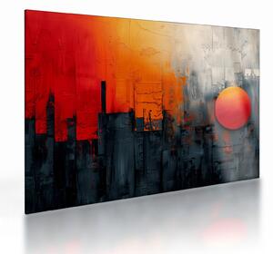Sklenený obraz - Abstraktná maľba mesta (70x50 cm)