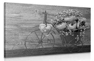 Obraz čiernobiele kvety vo vintage váze - 60x40