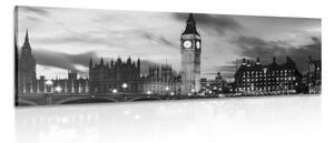 Obraz Big Ben v Londýne v čiernobielom prevedení - 150x50
