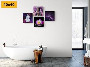 Set obrazov Feng Shui vo fialovom prevedení - 4x 40x40