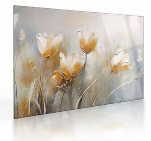 Sklenený obraz - Maľba tulipánov (70x50 cm)