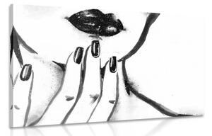 Obraz akvarelový portrét ženy v čiernobielom prevedení - 120x80