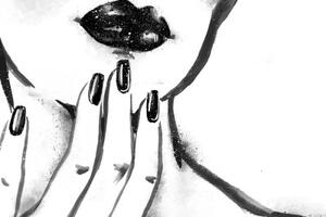Obraz akvarelový portrét ženy v čiernobielom prevedení - 60x40