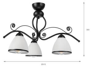 Prisadený luster RETRO 3xE27/60W/230V čierna/biela