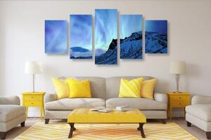 5-dielny obraz severské polárne svetlo - 100x50