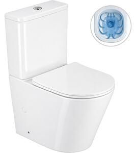 CERANO - WC kombi Carlito, Rimless - bezokrajové splachovanie + Slim/SoftClose sedátko - spodný/zadný odpad - biela lesklá - 61x36,5 cm