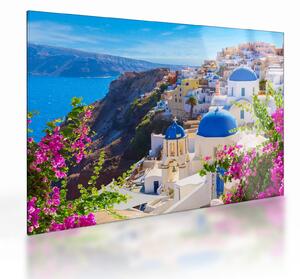 Sklenený obraz - Santorini, Grécko (70x50 cm)