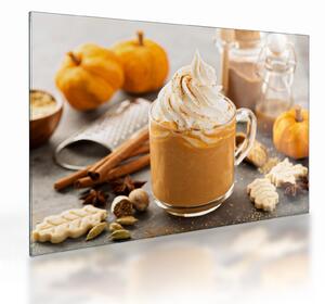 Sklenený obraz - Tekvicové latte (70x50 cm)