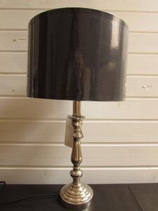 Lampa stolná strieborná s čiernym tienidlom, výška 45 cm