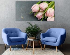 Obraz pastelovo ružové tulipány - 100x50